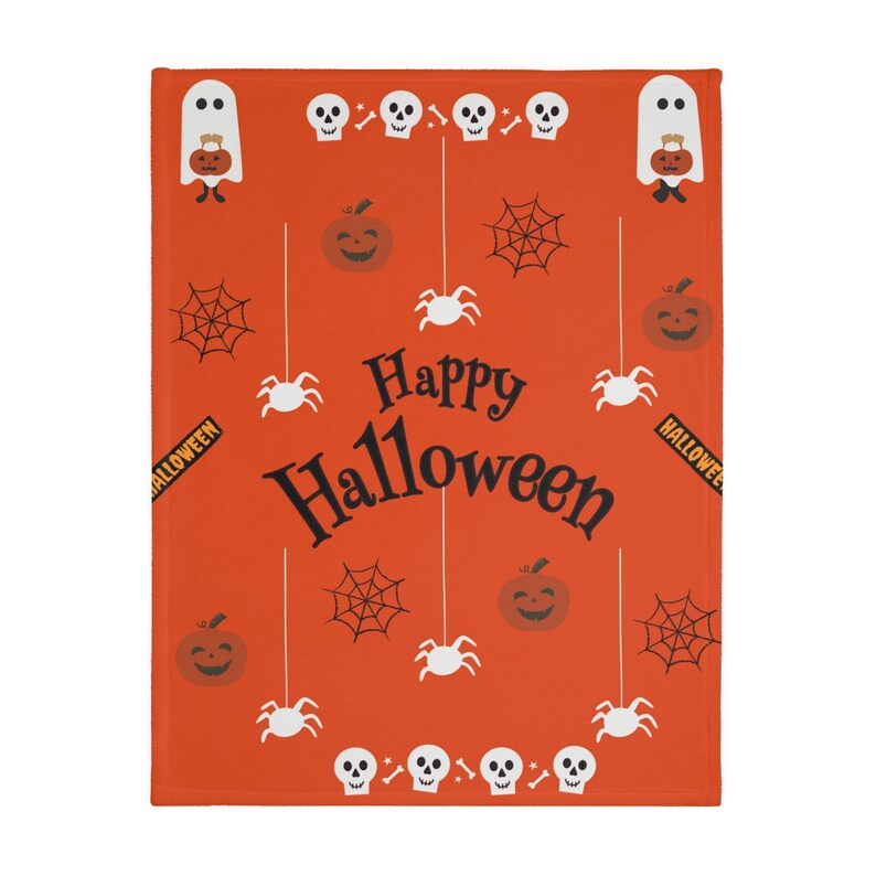 Velveteen Minky Blanket Halloween Blanket Black and Orange Etsy