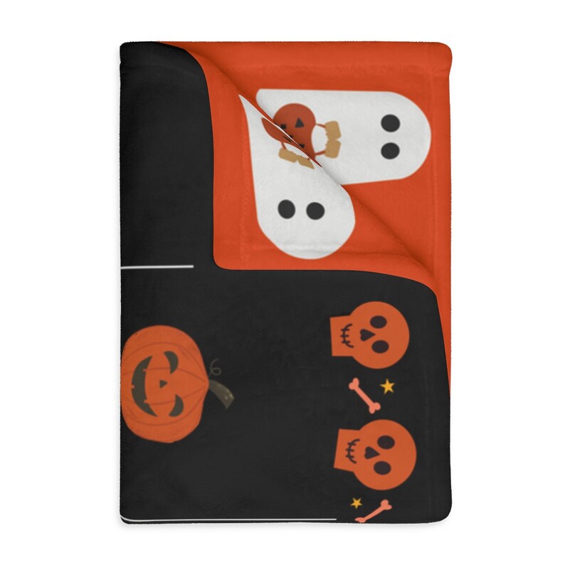 Velveteen Minky Blanket Halloween Blanket Black and Orange Etsy