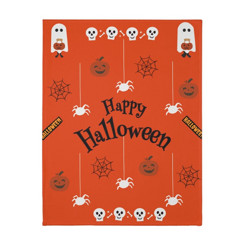 Velveteen Minky Blanket Halloween Blanket Black and Orange Etsy