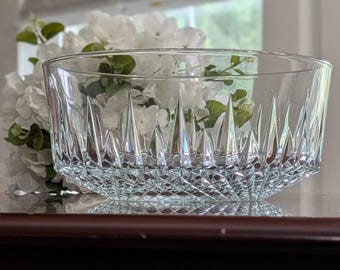 Cuenco vintage de cristal Arcoroc USA Diamant de 23 cm (9 pulgadas)