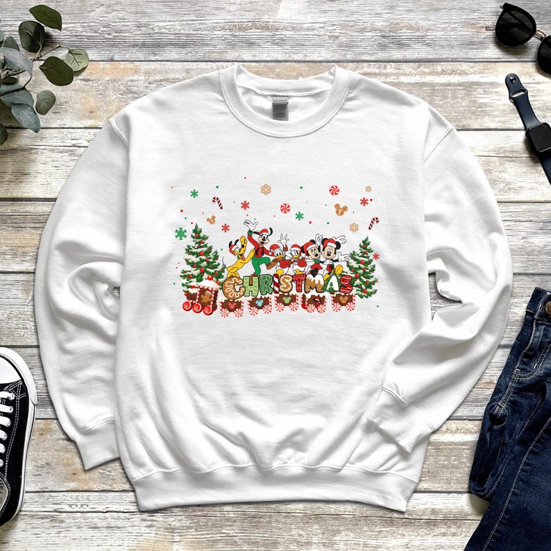 Disney Christmas Sweatshirt, Mickey and Friends Hoodie, Disneyland
