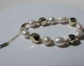 Natural Freshwater Baroque Pearl Bracelet,Fashion White Pearl Charm Bracelet Wedding Gifts