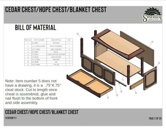 Planos de construcción digitales de baúles de cedro, baúles de la esperanza y baúles para mantas / Planos de carpintería / Planos de construcción / Planos de carpintería / Proyectos de carpintería