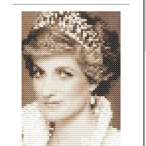 Princess Diana Mini Portrait Counted Cross Stitch Pattern PDF Instant Download