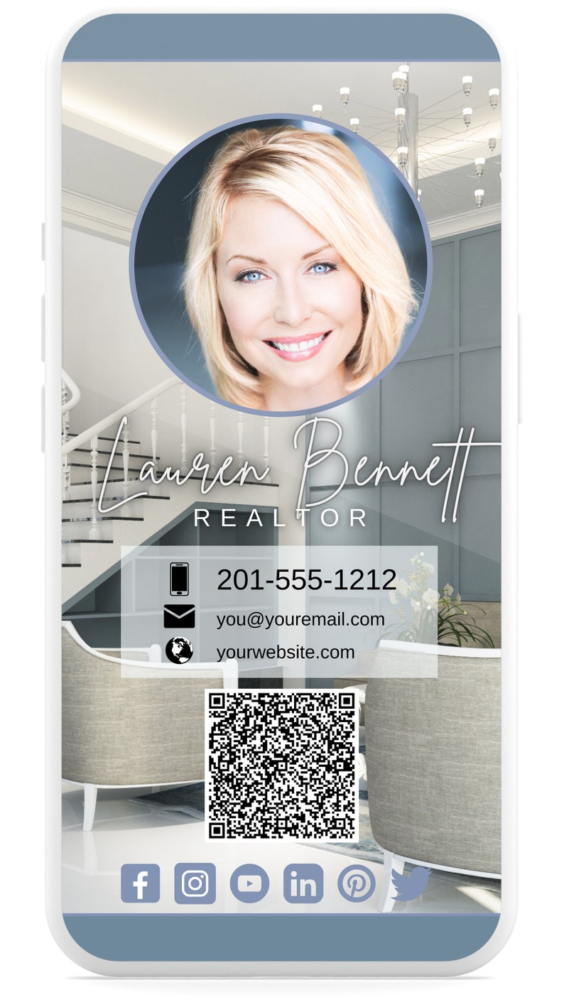 Digital Business Card With QR Code, Digital Business Card for Realtors, Real Estate Business