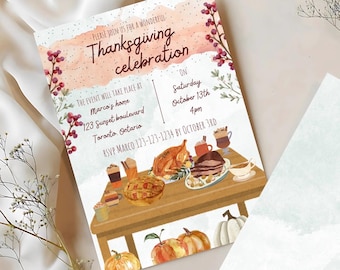 Szablon cyfrowy zaproszenia na Święto Dziękczynienia | Szablon zaproszenia cyfrowego na Święto Dziękczynienia | Edytuj w Canva