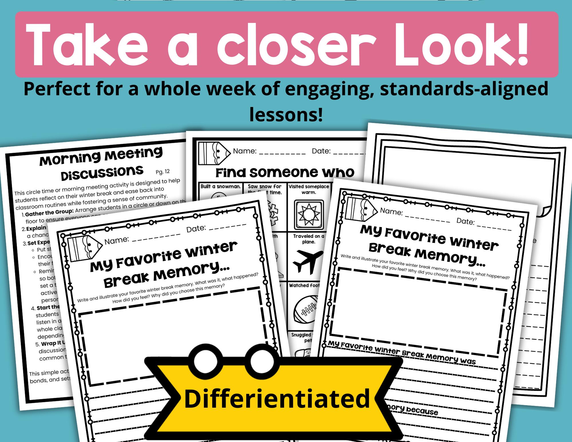 Back From Winter Break Welcome Back Activities, Snow Globe & Winter Fun ...