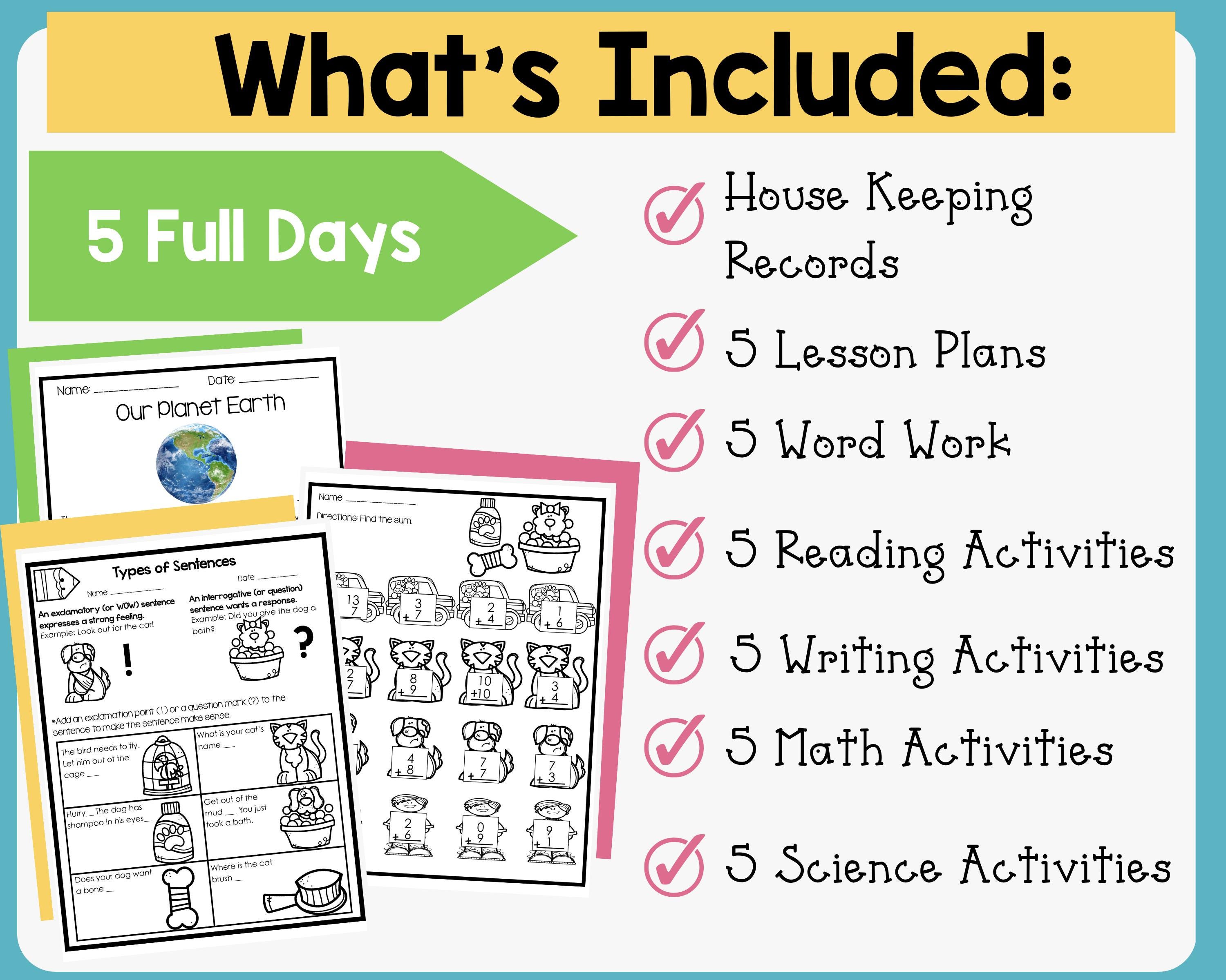 Sub Notes Rover 1st Grade Sub Plans Bundle Printable | Emergency Sub Binder ...