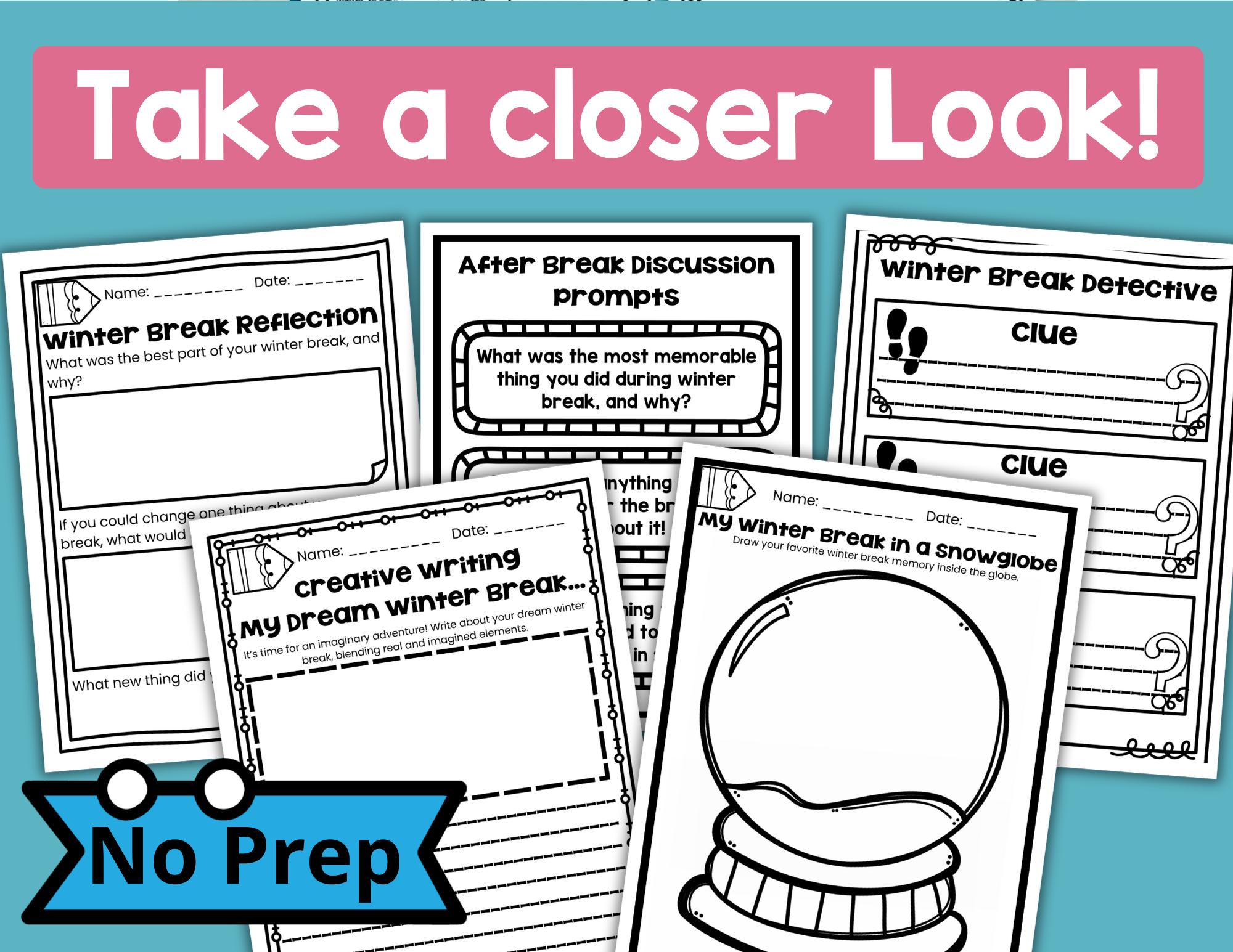 Back From Winter Break Welcome Back Activities, Snow Globe & Winter Fun ...