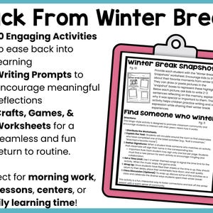 Back From Winter Break Welcome Back Activities, Snow Globe & Winter Fun ...