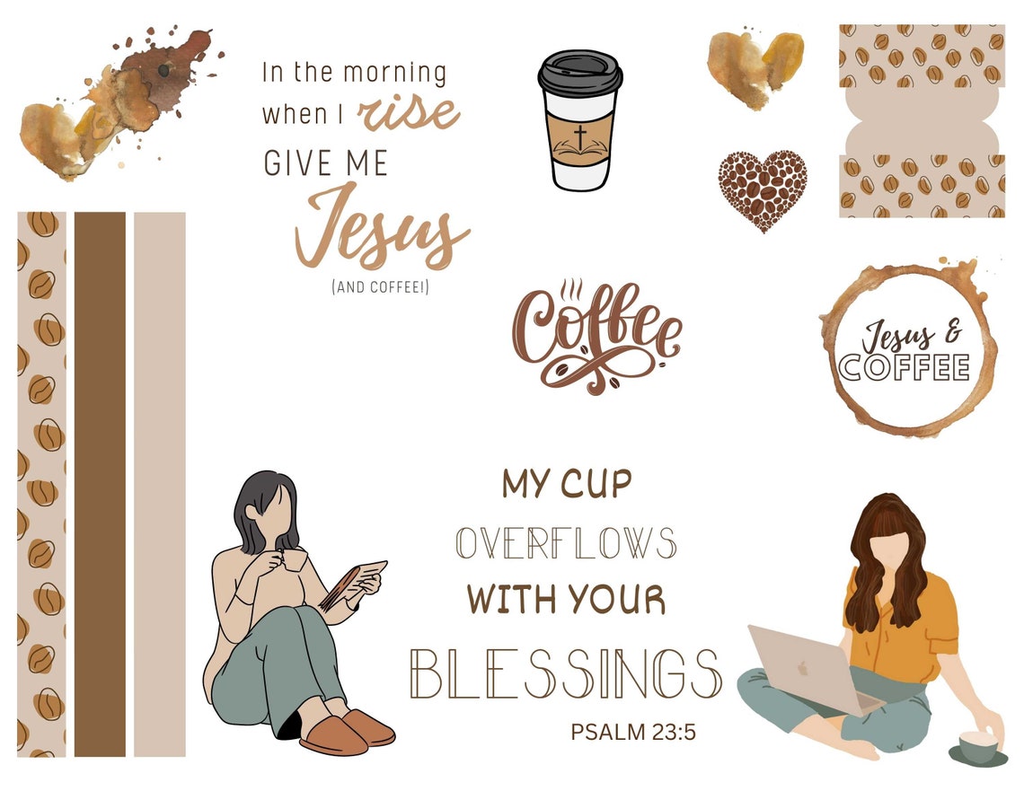 Coffee and Jesus Printable, Journaling Sticker Set, Bible Verse ...