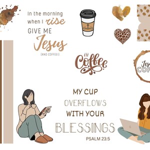 Coffee and Jesus Printable, Journaling Sticker Set, Bible Verse ...