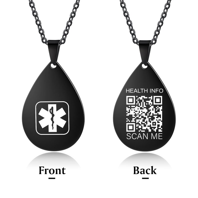Custom QR Code Medical Alert/info Necklace Only Scan the Etsy
