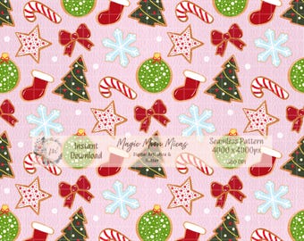 Christmas Cookies Seamless Pattern: Watercolor Holiday Design (Digital Download)