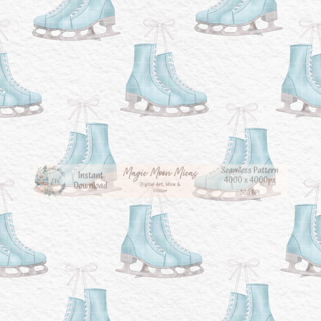 Ice Skating Pattern Background Ice Skates Seamless Pattern, Winter Digital Paper, Ice Skating Pattern ...