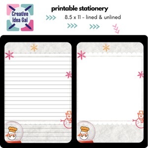Imprimible Mr. egg chef, papelería de nieve, papel para escribir cartas sin forro, notas, página de diario, creativo, 8,5 x 11, descarga digital