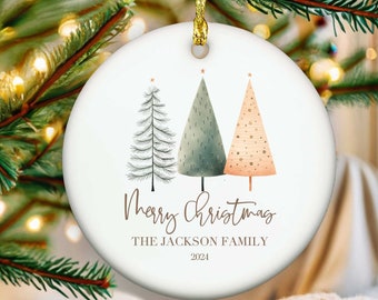 Personalized Family Ornament, Christmas Ornament, Personalized Gift, Christmas Trees Ceramic Ornament, Family Gift