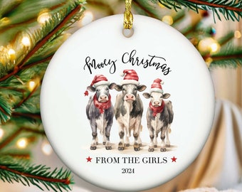 Custom Christmas Gifts, Personalized Cow Ornaments, Western Ornament, Funny Gift For Farmers, Xmas Lights Ornament Gifts