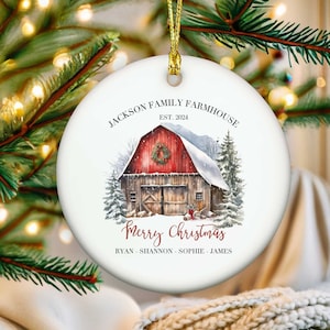 Personalized Red barn ornament red barn farm ornament Christmas gift farm red barn Christmas barn ornament farm family gift custom barn farm