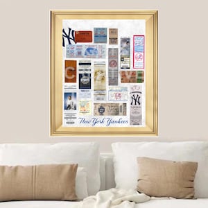 New York Yankees Poster, Digital Download Vintage Game Tickets Wall Art, Minimalist Apartment Bar Cart Art, Bronx Blue Man Cave Posters