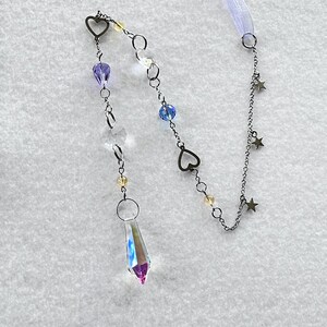 Handmade Heart Crystal Suncatcher: Beaded Window Decor with Heart Charms