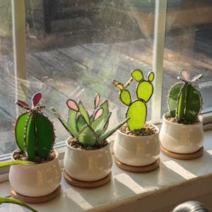 3D stained glass succulent with pot