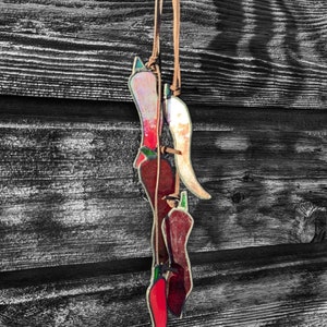 Handmade Stained Glass Chili Peppers Wall Decor/ Sun Catcher, Southwest Inspired Gift