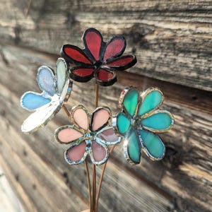 Flowers Stained Glass for Vase, Glass Flower Decor/ Outdoor Garden Ornament