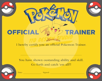 Pokemon Trainer Certificate - Downloadable