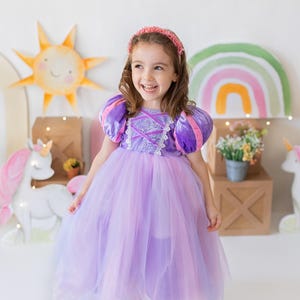 Princess Rapunzel Dress, Baby Girl Rapunzel Costume, Long Toddler Gown For Special Occasion, Purple Princess Costume, Birthday Dress