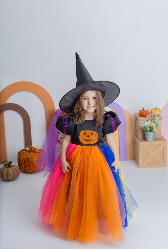 Halloween-Kostüm Für Mädchen – Hexen-Tutu-Rock Mit Hut & Bonbontasche – Für Karneval & Mottoparty
