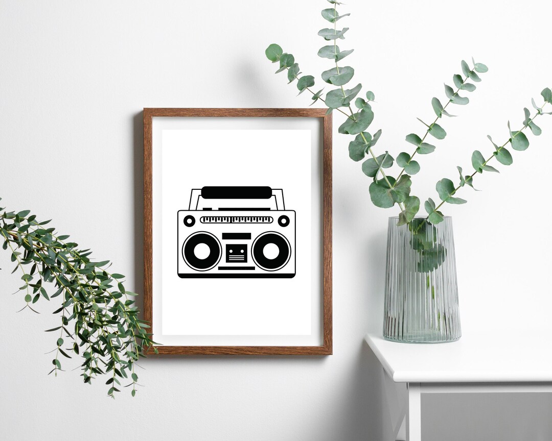 Boombox Digital Download Art Print Print and Hang Black and Etsy