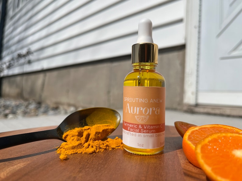 Aurora | Vitamin C & Turmeric | Face Serum | Face Moisturizer | Skin Brightening | Handmade | 1 oz image 1