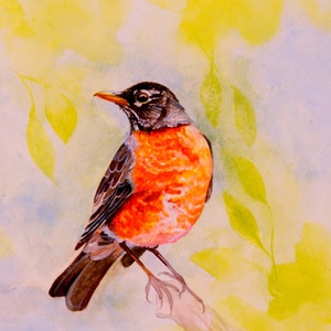 Watercolor Robin Digital Print - Serene Bird Art for Your Home