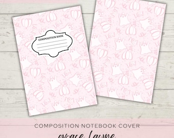Printable Composition Notebook Cover PNG Back To School Personal Notebook Custom Junk Journal Kids Workbook Digital Art Pink Halloween girly