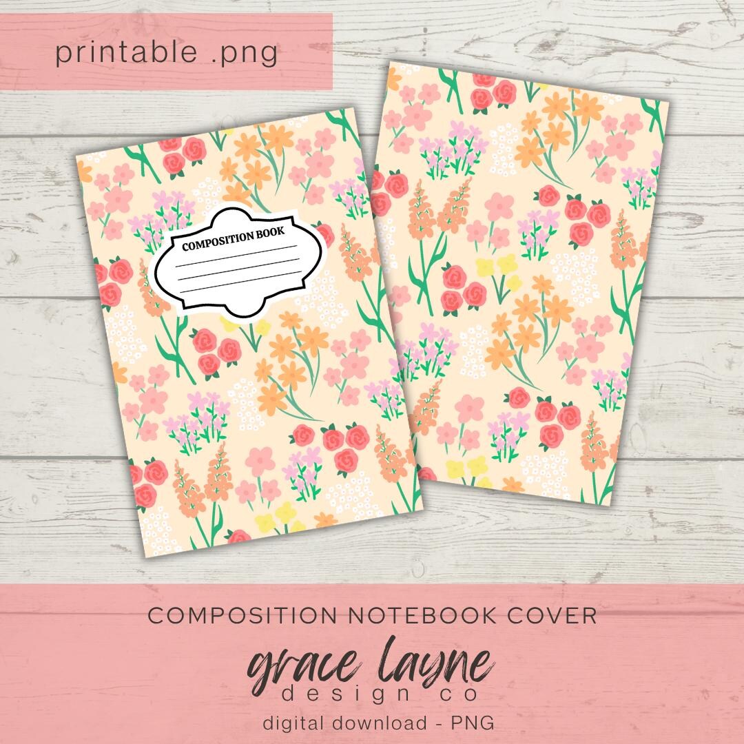 Printable Composition Notebook Cover PNG Back to School Notebook Custom ...
