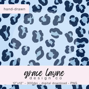 Blue Leopard Cheetah Seamless Pattern for Digital Paper Background Fabric, Seamless File Digital Download