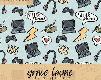 Gen Z Six Seven 67 slang Teenager Mittelschule Nahtlose Muster für digitale Papier Hintergrund Stoff, nahtlose Datei digitaler Download