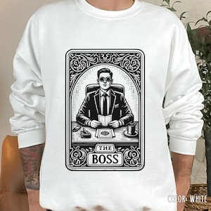 Carta de tarot personalizada del jefe, camiseta para adictos al trabajo, camisetas de tarot para hombre, camisetas de tarot, carta de tarot para papá, camiseta de tarot para madre, impresión de tarot personalizada