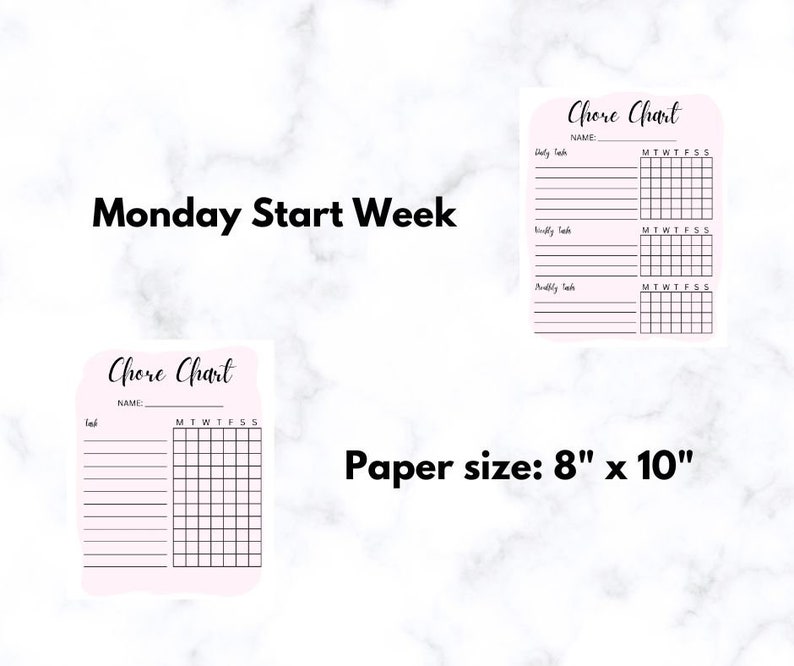 Blank Kids Chore Chart for Daily, Weekly, & Monthly Tasks | 2 Styles ...