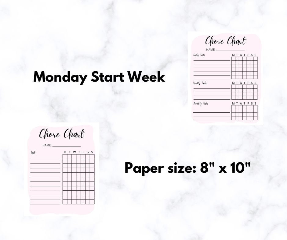 Blank Kids Chore Chart for Daily, Weekly, & Monthly Tasks | 2 Styles ...