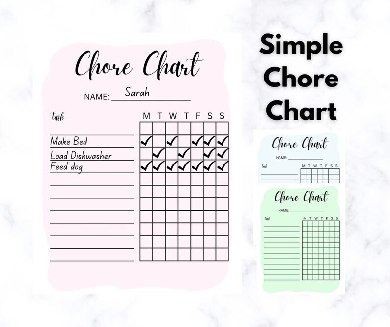 Blank Kids Chore Chart for Daily, Weekly, & Monthly Tasks | 2 Styles ...