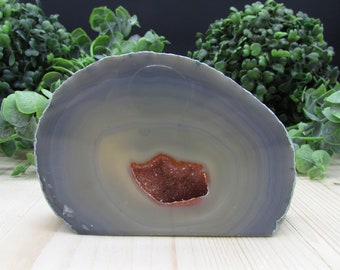 Ágata Natural Pulida de Corte Dividido - 556g