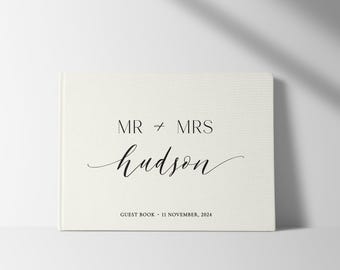 Libro de firmas para bodas / Libro de firmas de lino / Libro de firmas personalizado / Recuerdo de boda