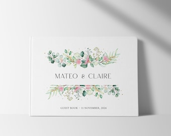 Libro de firmas para bodas / Tapa dura de lino de lujo / Personalizado / Libro de firmas de boda de lino / Libro de firmas personalizado