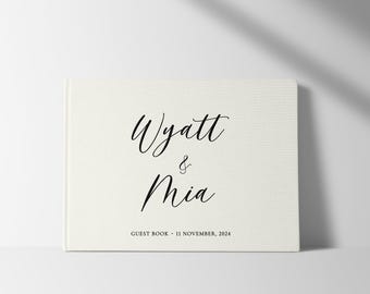 Libro de firmas personalizado para bodas / Moderno / Regalo/Recuerdo de boda / Libro de firmas de lino