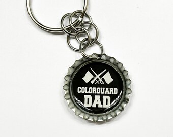 Color Guard Dad Bottle Cap Keychain - Handmade Charm