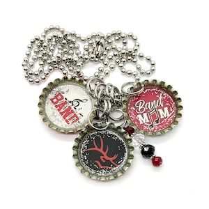 Band Mom Charm Keychain or Necklace - Maroon - CHOOSE YOUR 3RD CHARM