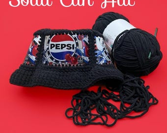 Wild Cherry Cream Soda Can Crocheted Bucket Hat