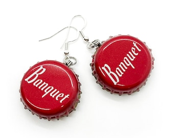 Coors Banquet Beer Double-Sided Bottlecap Earrings